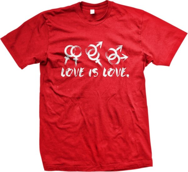 RAINBOW LOVE IS LOVE RED T-SHIRT SIZE SMALL