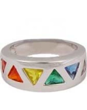  RING-RHODIUM,TRIANGLE STONES, SIZE 08
