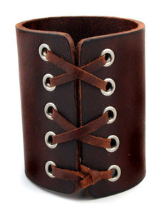 MONSTERSTEEL ROCKER LACED LEATHER CUFF BRACELET