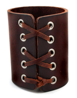 MONSTERSTEEL ROCKER LACED LEATHER CUFF BRACELET