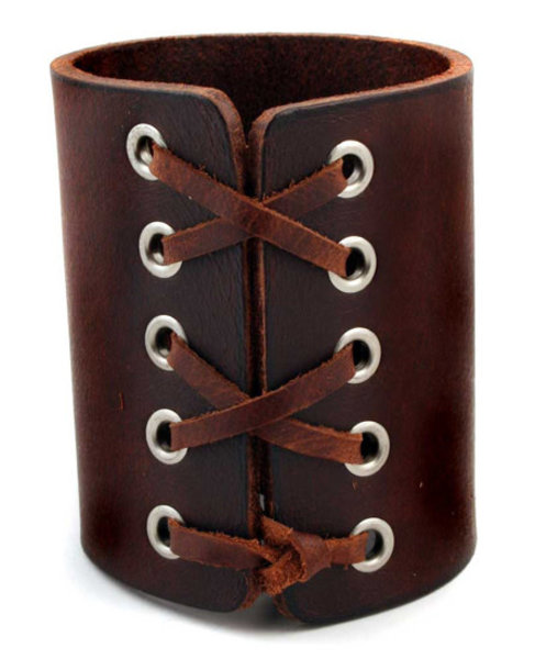 MONSTERSTEEL ROCKER LACED LEATHER CUFF BRACELET