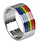 RAINBOW STAINLESS STEEL ENAMEL RING W/ TOP RAINBOW LINES