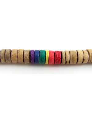 RAINBOW TAPERED WOOD RAINBOW BEAD NECKLACE