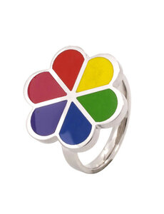 RAINBOW STAINLESS STEEL RAINBOW ENAMEL FLOWER RING
