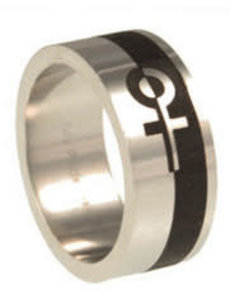RAINBOW STAINLESS BLACK POWDER COAT VENUS SYMBOL RING