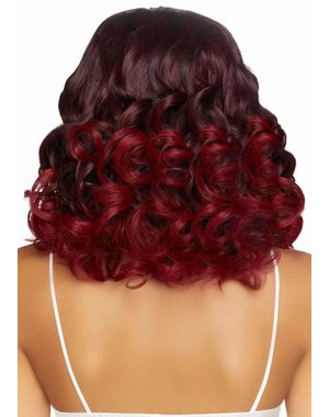 LEG AVENUE 18" CURLY OMBRE LONG BOB WIG BURGANDY