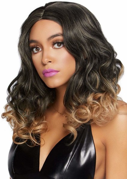 LEG AVENUE 18" CURLY OMBRE LONG BOB WIG BLONDE