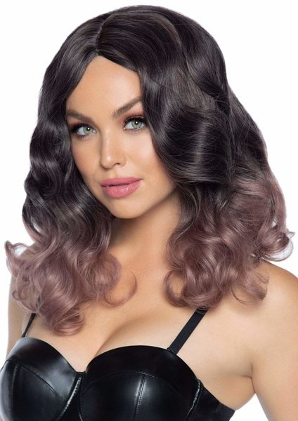 LEG AVENUE 18" CURLY OMBRE LONG BOB WIG MAUVE