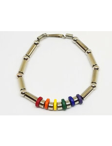  THIN RAINBOW BEAD & TUBE  BRACELET