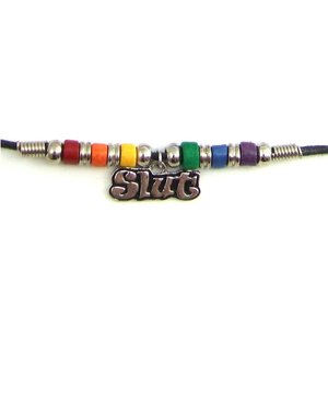  RAINBOW CERAMIC BEADS W/ SLUT CHARM