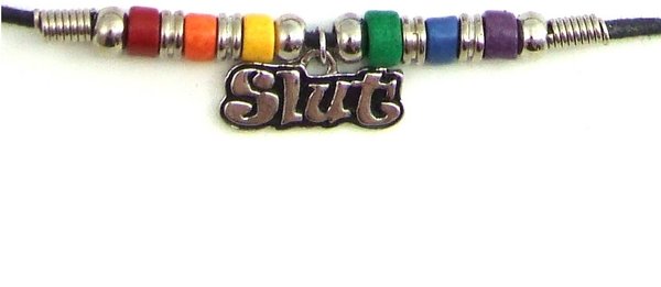 RAINBOW CERAMIC BEADS W/ SLUT CHARM