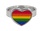 RAINBOW STAINLESS STEEL HEART W/ RAINBOW STRIPE RING