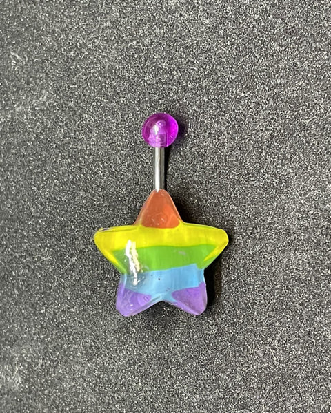 GLASS STAR BELLY BUTTON RING