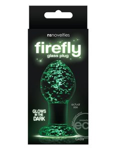 NASSTOYS FIREFLY GLASS PLUG MEDIUM CLEAR 3" GLOW IN THE DARK