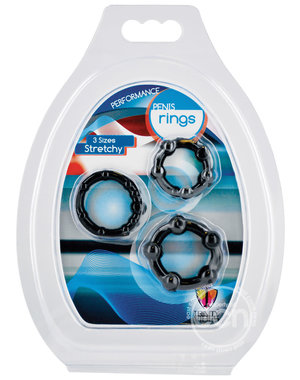 XR Brands PENIS RINGS SET3 TPR BLACK