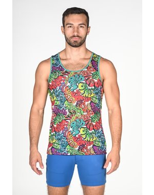 ST33LE ST33LE RAINBOW GRAFFITI STRETCH MESH TANK