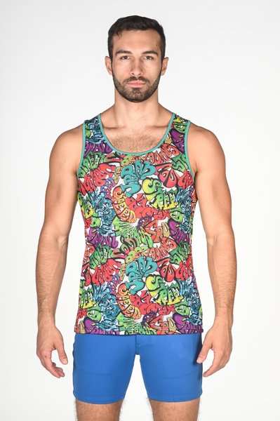 ST33LE ST33LE RAINBOW GRAFFITI STRETCH MESH TANK