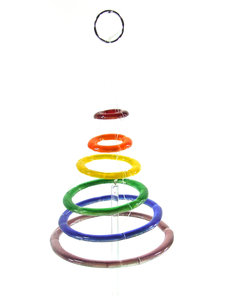  RAINBOW FUSED GLASS CIRCLES WIND CHIME