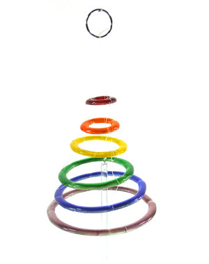  RAINBOW FUSED GLASS CIRCLES WIND CHIME