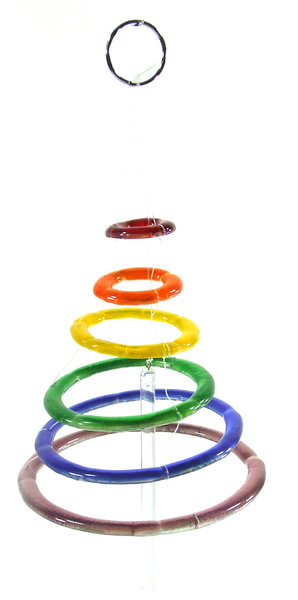 RAINBOW FUSED GLASS CIRCLES WIND CHIME