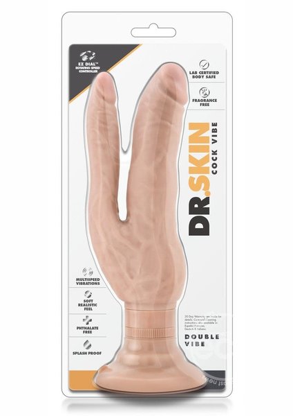 BLUSH NOVELTIES DR SKIN COCK DUAL VIBES PENETRATING DILDO