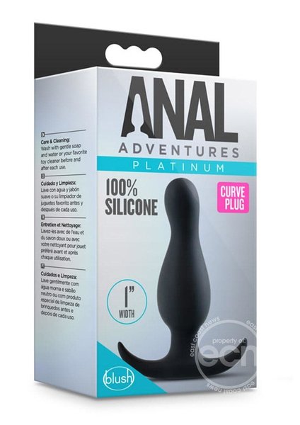 BLUSH NOVELTIES Anal Adventures Platinum Curve Silicone Butt Plug - Black