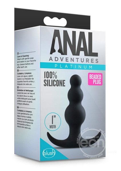 BLUSH NOVELTIES Anal Adventures Platinum Beaded Silicone Butt Plug - Black