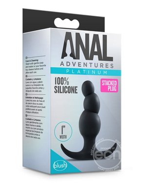 BLUSH NOVELTIES Anal Adventures Platinum Stacked Silicone Butt Plug - Black