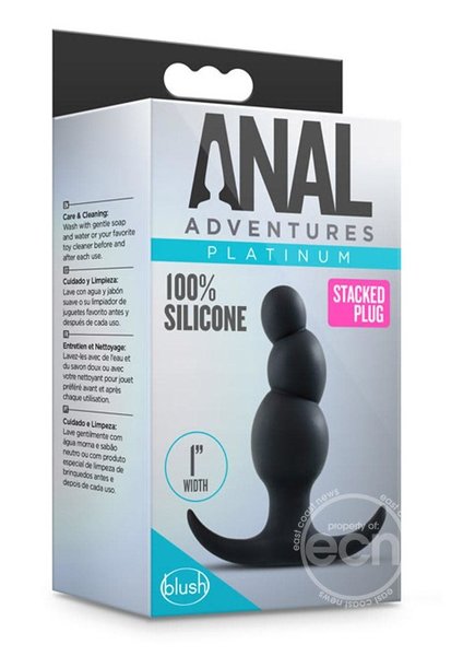 BLUSH NOVELTIES Anal Adventures Platinum Stacked Silicone Butt Plug - Black