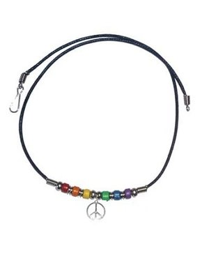 RAINBOW RAINBOW CERAMIC BEADS WITH PEACE CHARM