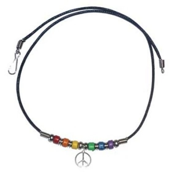 RAINBOW RAINBOW CERAMIC BEADS WITH PEACE CHARM