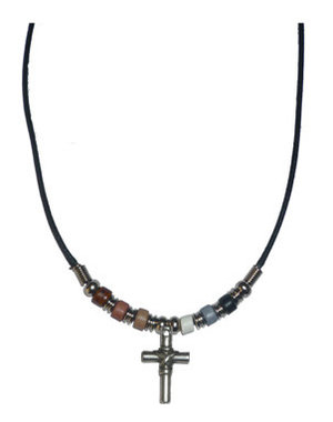 RAINBOW CERAMIC BEAR PRIDE CROSS NECKLACE