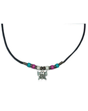 RAINBOW CERAMIC TRANS PRIDE WITH BUTTERFLY NECKLACE