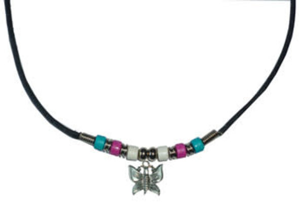 RAINBOW CERAMIC TRANS PRIDE WITH BUTTERFLY NECKLACE