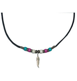 RAINBOW CERAMIC TRANS PRIDE WITH FEATHER NECKLACE