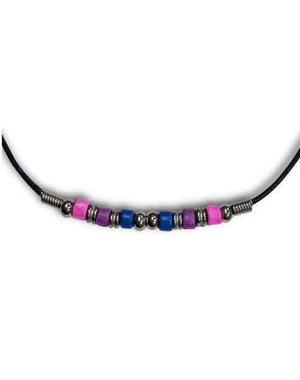 RAINBOW BI PRIDE CERAMIC BEADS NECKLACE