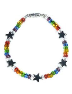 RAINBOW GLASS STAR RAINBOW BEAD 7" BRACELET