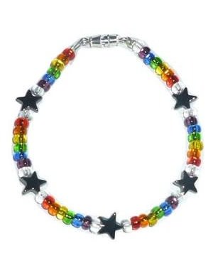 RAINBOW GLASS STAR RAINBOW BEAD 7" BRACELET
