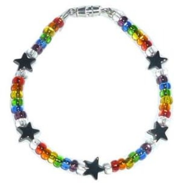 RAINBOW GLASS STAR RAINBOW BEAD 7" BRACELET