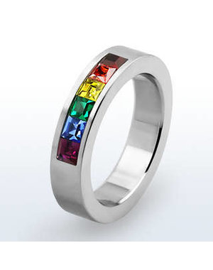 RAINBOW RAINBOW STONES CHANNEL SET RING
