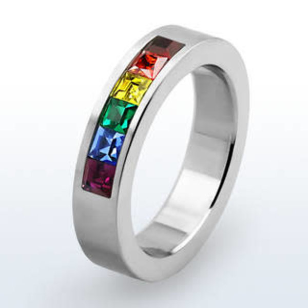 RAINBOW RAINBOW STONES CHANNEL SET RING