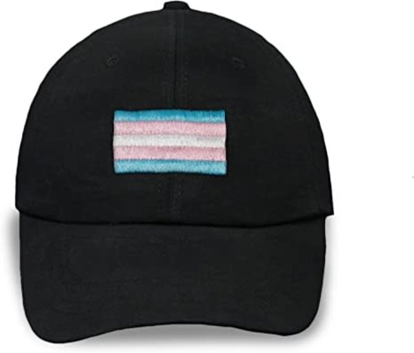 RAINBOW TRANSGENDER FLAG BLACK CAP