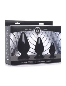 XR Brands MASTER SERIES TRIPLE CONES 3 PC ANAL PLUG SET BLACK