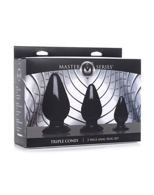XR Brands MASTER SERIES TRIPLE CONES 3 PC ANAL PLUG SET BLACK