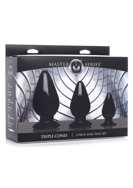XR Brands MASTER SERIES TRIPLE CONES 3 PC ANAL PLUG SET BLACK