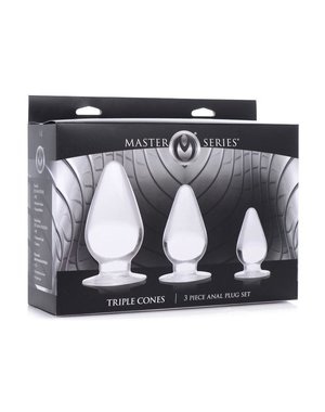 XR Brands MASTER SERIES TRIPLE CONES 3 PC ANAL PLUG SET CLEAR