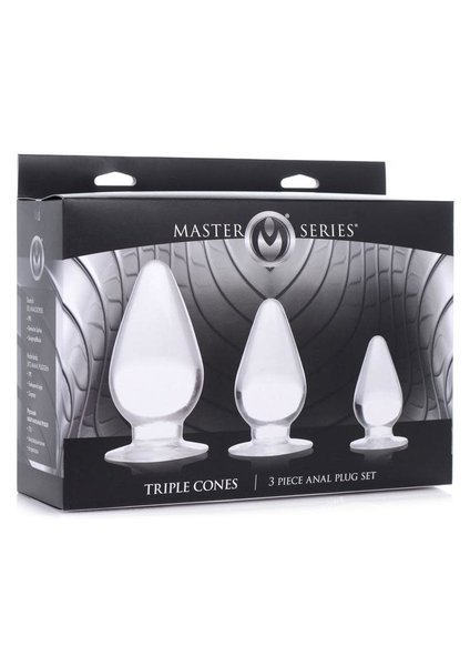 XR Brands MASTER SERIES TRIPLE CONES 3 PC ANAL PLUG SET CLEAR