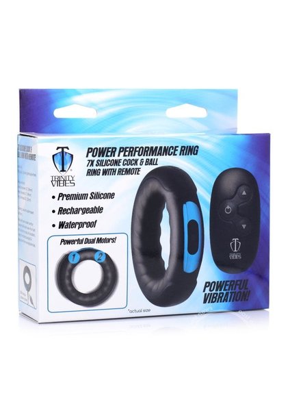 XR Brands TRINITY V REMOTE CONTROL 7X RECHARGEABLE SILICONE COCK RING