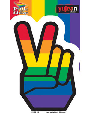 YUJEAN RAINBOW PEACE FINGERS STICKER