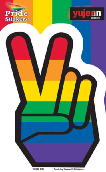 YUJEAN RAINBOW PEACE FINGERS STICKER